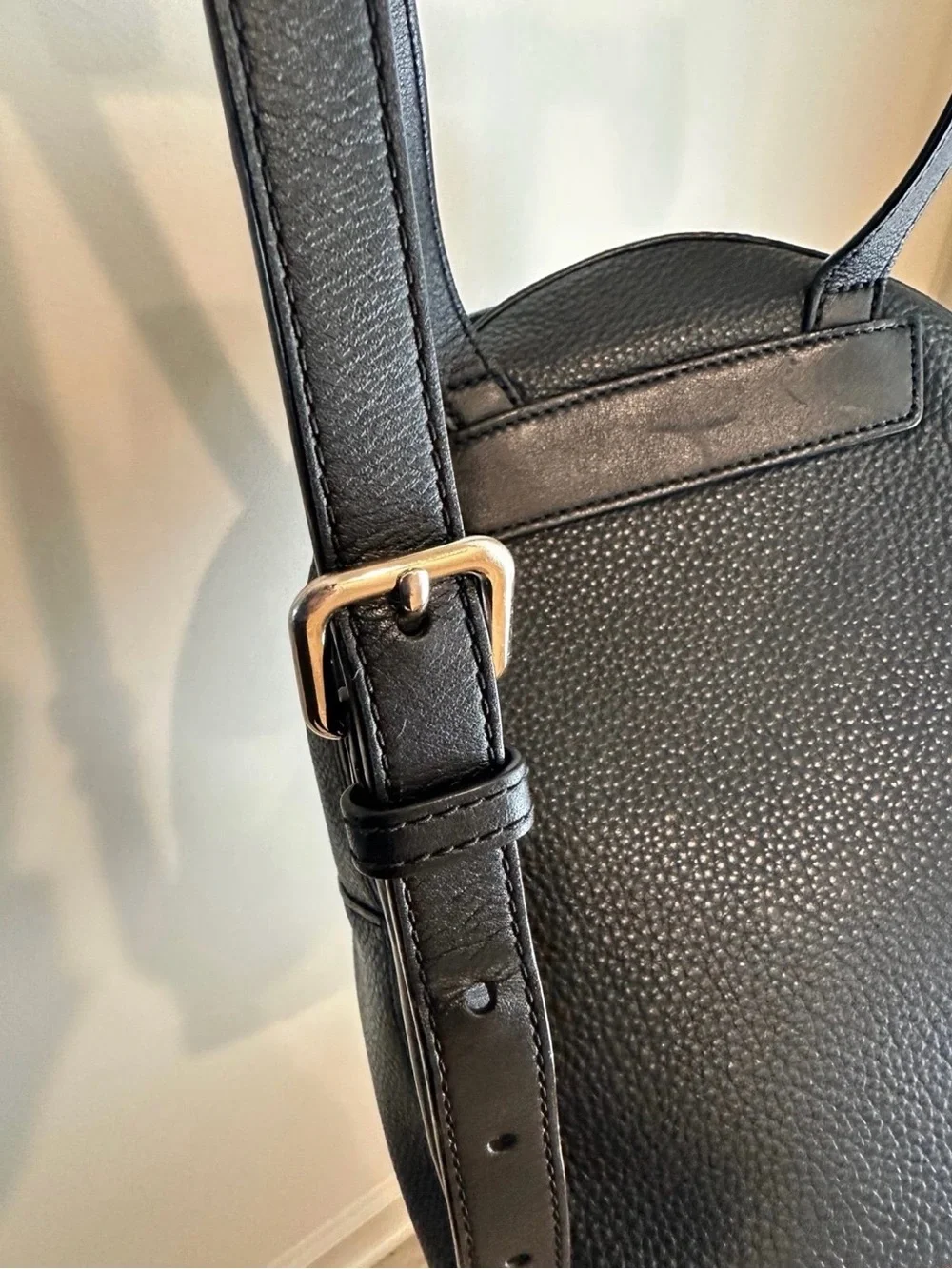 kate spade Black Pebbled Leather Mini Backpack with Gold Hardware